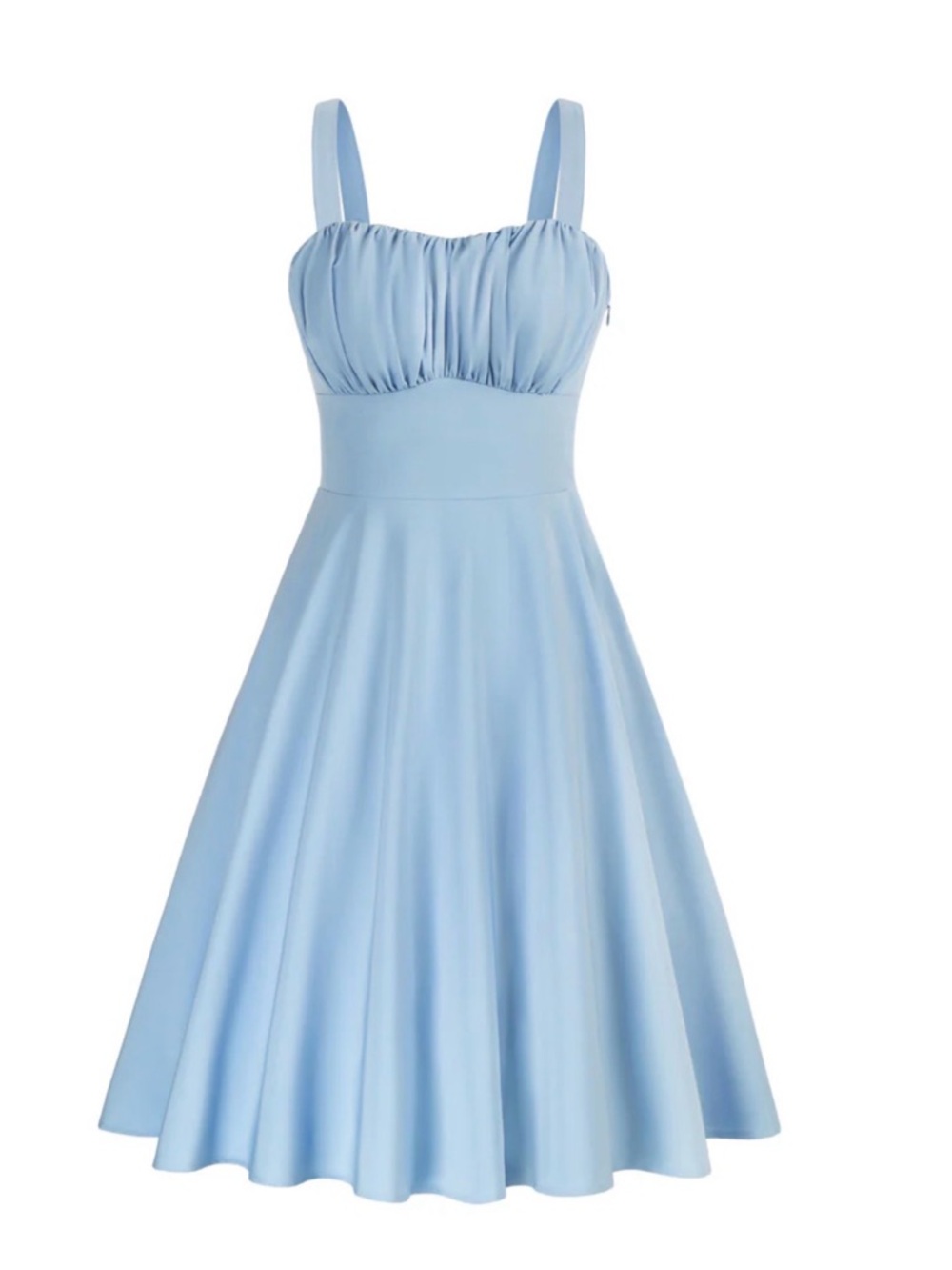 Belle Poque Light Blue Two-Way Defined Waist Ruched Bodice Flared A-Line Dress L